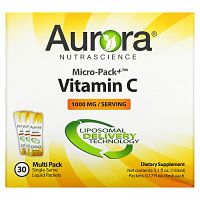 Aurora Nutrascience, Micro-Pack+, липосомальный витамин C, 1000 мг, 30 порционных пакетиков по 7 мл (0,24 жидк. унции)