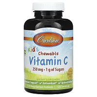 Carlson, Kid&#x27;s Chewable Vitamin C, Natural Tangerine, 250 mg, 120 Vegetarian Tablets