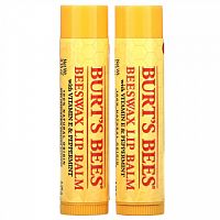 Burt's Bees, Бальзам для губ с пчелиным воском, с витамином E и перечной мятой, 2 шт. В упаковке, 4,25 г (0,15 унции)