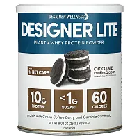 Designer Wellness, Designer Lite, Plant + Whey Protein Powder, Chocolate Cookies &amp; Cream , 9.03 oz (256 g)