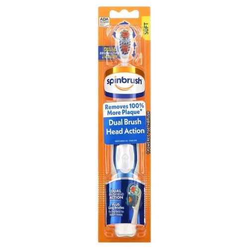 Spinbrush, Dual Brush Action Head, Powered Toothbrush, Soft, 1 Toothbrush