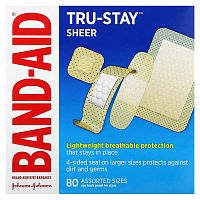 Band Aid, Adhesive Bandages, Tru-Stay, Sheer, Assorted Sizes, 80 Bandages