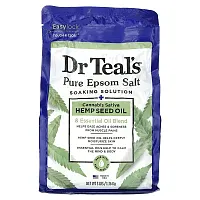 Dr. Teal&#x27;s, Pure Epsom Salt, Soaking Solution, Cannabis Sativa Hemp Seed Oil, 3 lbs (1.36 kg)