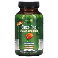 Irwin Naturals, Ginza-Plus, Maca &amp; Rhodiola , 75 Liquid Soft-Gels