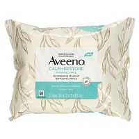 Aveeno, Calm + Restore, питательные салфетки для снятия макияжа, без отдушек, 25 салфеток