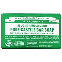 Dr. Bronner's, Кусковое мыло Pure-Castile, All-One, конопля и миндаль, 140 г (5 унций)