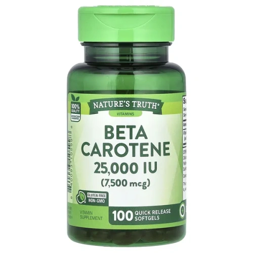 Nature&#x27;s Truth, Beta Carotene, 25,000 IU (7,500 mcg), 100 Quick Release Softgels