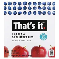 That&#x27;s It, Fruit Bar, Apple + Blueberries, 5 Fruit Bars, 1.2 oz (35 g) Each