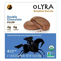 Olyra, Organic Breakfast Biscuits, Double Chocolate Cream Filled, 4 Packs 1.32 oz (37.5 g) Each