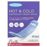 Lansinoh, Hot &amp; Cold Postpartum Therapy Packs, 2 Reusable Packs &amp; 12 Disposable Sleeves