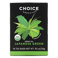 Choice Organic Teas, Green Tea, японский зеленый чай, 16 чайных пакетиков, 26 г (0,92 унции)