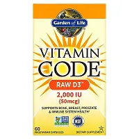 Garden of Life, Vitamin Code, RAW D3, 50 mcg (2,000 IU), 60 Vegetarian Capsules