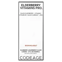 Codeage, Elderberry Vitamins Pro, Blueberry &amp; Raspberry, 4 fl oz (120 ml)