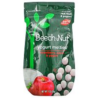 Beech-Nut, Melties с фруктами и йогуртом, для детей от 8 месяцев, клубника, яблоко и йогурт, 28 г (1 унция)