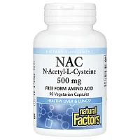 Natural Factors, NAC, N-Acetyl-L Cysteine, 500 mg, 90 Vegetarian  Capsules