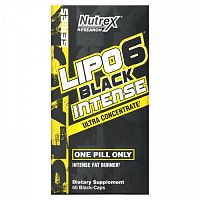 Nutrex Research, LIPO-6 Black Intense, ультраконцентрат, 60 черных капсул