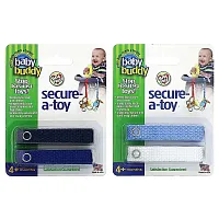 Baby Buddy, Secure-A-Toy, 4 + Months, Black/Dark Blue &amp; Light Blue/White, 4 Straps