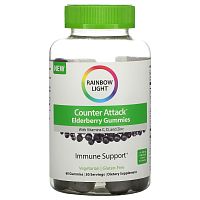 Rainbow Light, Counter Attack, Elderberry with Vitamin C, D, and Zinc, 60 Gummies