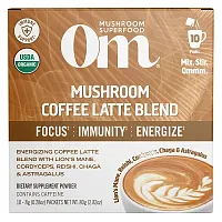 Om Mushrooms, Mushroom Coffee Latte Blend, 10 Packets, 0.28 oz (8 g) Each