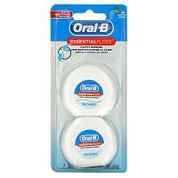 Oral-B, Essential Floss, экономичная упаковка, мята, 2 упаковки по 50 м (54,6 ярда)