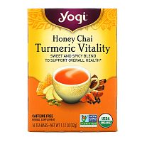 Yogi Tea, Turmeric Vitality, чай с медом и куркумой, 16 чайных пакетиков, 32 г (1,12 унции)