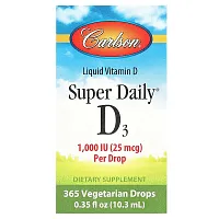 Carlson, Super Daily D3, 25 mcg (1,000 IU), 0.35 fl oz (10.3 ml)