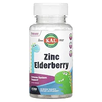 KAL, Dinosaurs, Zinc Elderberry, Mixed Berry, 90 Micro Tablets