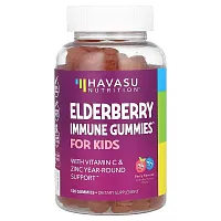 Havasu Nutrition, Elderberry Immune Gummies with Vitamin C &amp; Zinc For Kids, Berry, 120 Gummies