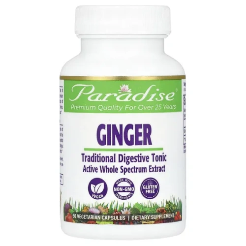 Paradise Herbs, Ginger, 60 Vegetarian Capsules