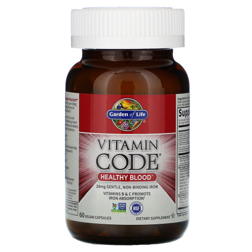 Garden of Life, Vitamin Code, Healthy Blood, 60 веганских капсул фото 3