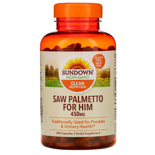 Sundown Naturals, Цельное растение, пальма сереноа, 450 мг, 250 капсул