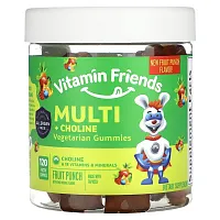 Vitamin Friends, Multi + Choline Vegetarian Gummies, Fruit Punch, 120 Pectin Gummies