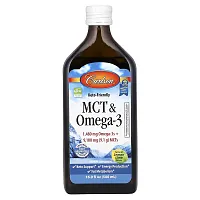 Carlson, MCT &amp; Omega-3, Keto Friendly, Natural Lemon Lime, 16.9 fl oz (500 ml)