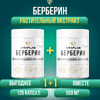 Берберин 500 мг, для похудения, 2 шт по 60 капсул