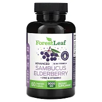 Forest Leaf, Advanced Sambucus Elderberry + Zinc &amp; Vitamin C, 9,000 mg, 60 Vegetable Capsules (4,500 mg per Capsule)