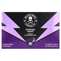 Death Wish Coffee, Single-Serve Coffee Pods, Espresso Roast, 10 Pods, 0.4 oz (11.5 g) Each