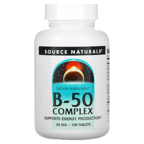 Source Naturals, комплекс B-50, 50 мг, 100 таблеток