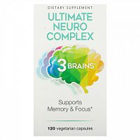 Natural Factors, 3 Brains, Ultimate Neuro Complex, 120 вегетарианских капсул