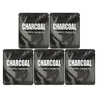 Lapcos, Charcoal, Exfoliating &amp; Cleansing Pad, 5 Pads, 0.24 fl oz (7 g) Each