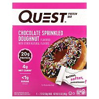 Quest Nutrition, Протеиновый батончик, пончик в шоколаде, 4 батончика по 60 г (2,12 унции)