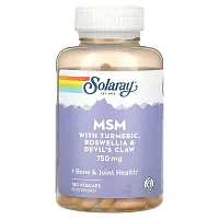 Solaray, MSM with Turmeric, Boswellia &amp; Devil&#x27;s Claw, 750 mg, 180 VegCaps