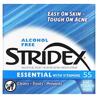 Stridex, Essential with Vitamins, Alcohol Free, 55 Soft Touch Pads