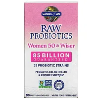 Garden of Life, RAW Probiotics, Women 50 &amp; Wiser, 85 Billion, 90 Vegetarian Capsules (28.33 Billion Live Cultures per Capsule)