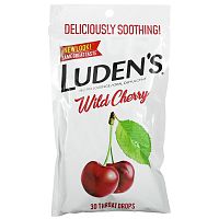 Luden's, Леденцы с пектином, успокаивающее средство для полости рта, дикая вишня, 30 леденцов для горла