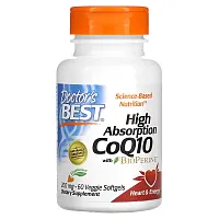 Doctor&#x27;s Best, High Absorption CoQ10 with BioPerine, 200 mg, 60 Veggie Softgels