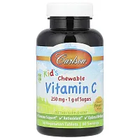 Carlson, Kid&#x27;s Chewable Vitamin C, Natural Tangerine , 250 mg, 60 Vegetarian Tablets