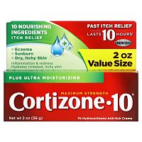 Cortizone 10, Крем против зуда с 1% гидрокортизоном, ультраувлажнение, максимальная сила действия, 56 г (2 унции)