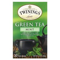 Twinings, Зеленый чай, мята, 20 чайных пакетиков, 40 г (1,41 унции)