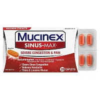 Mucinex, Sinus-Max, Severe Congestion &amp; Pain, Maximum Strength, For Ages 12+, 20 Caplets