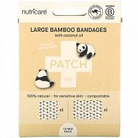 Patch, Kids, Large Bamboo Bandages with Coconut Oil, Panda, 10 Mix Pack